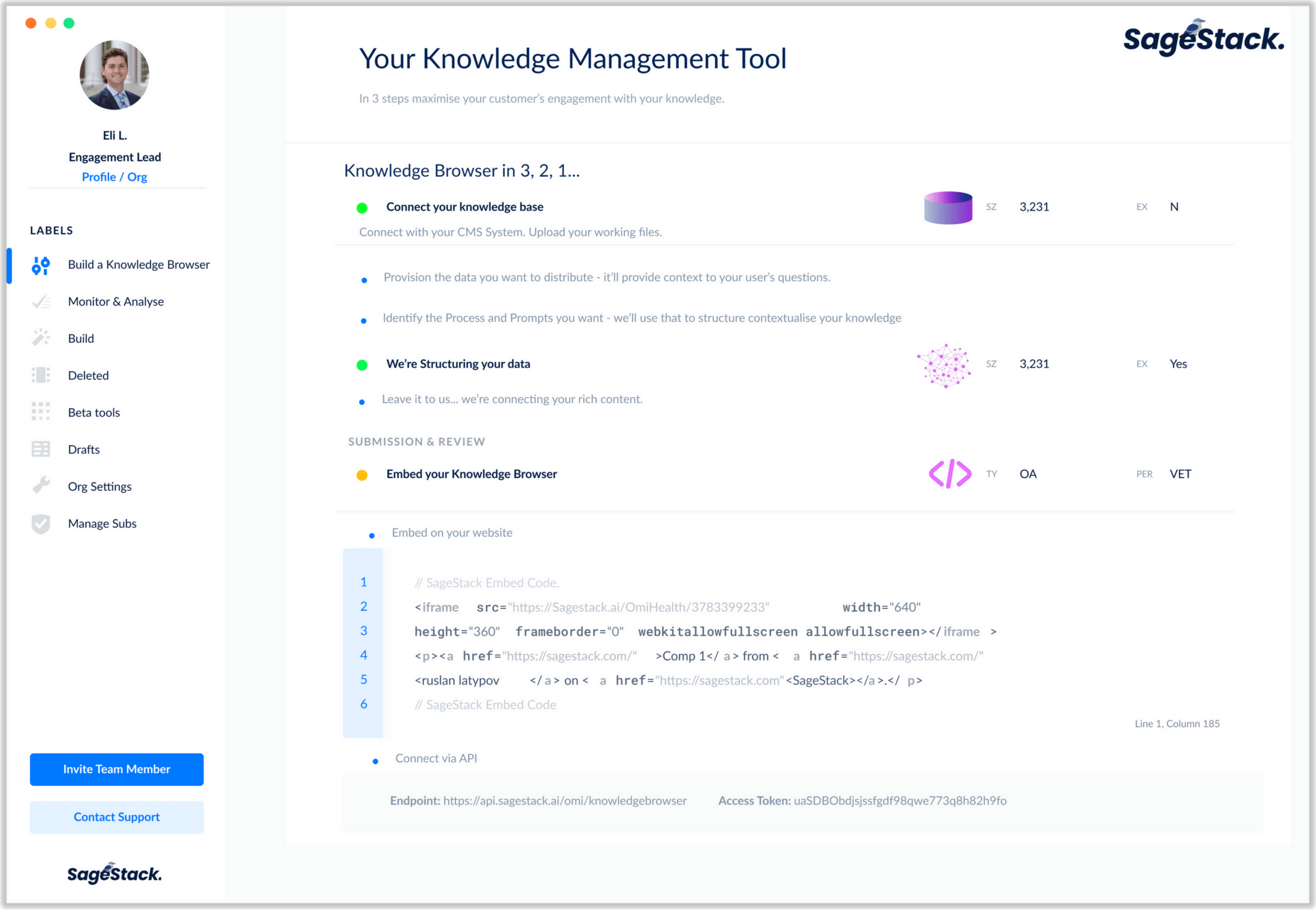 Screenshot of a Knowledge Dashboard